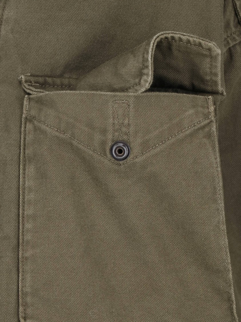 Polo Ralph Lauren Utility Green Cotton Jacket With Zip And Button Closure