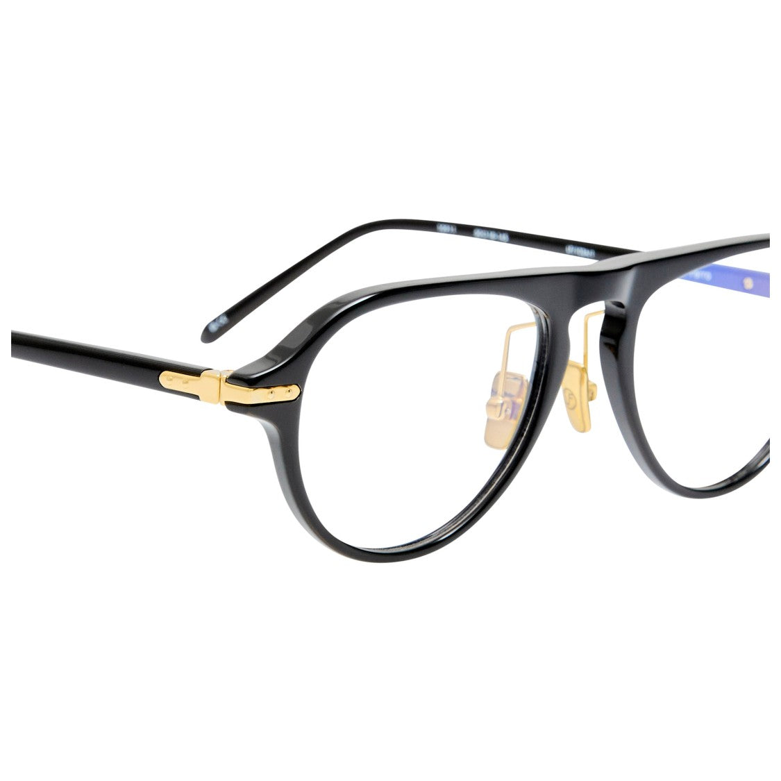 Linda Farrow Black Acetate Cat-Eye Eyeglasses With Gold Accents