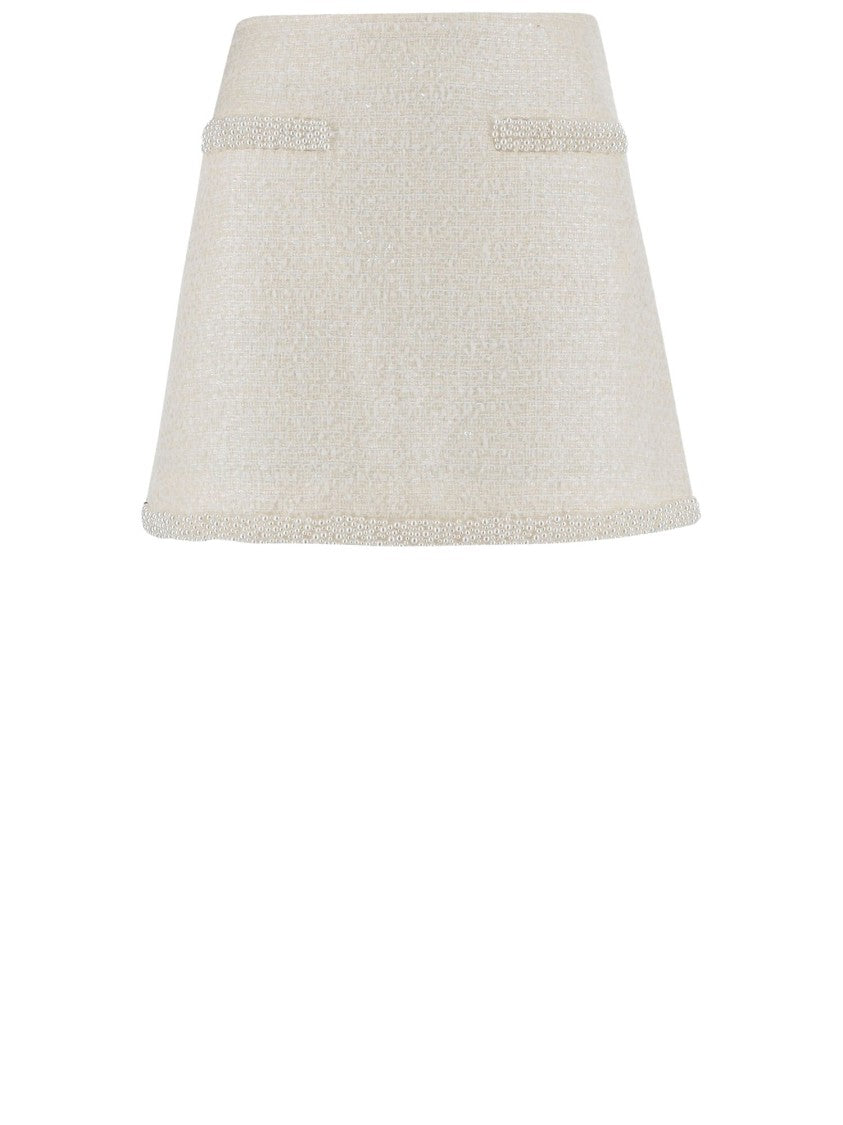 Self-Portrait Beaded Bouclé Mini Skirt
