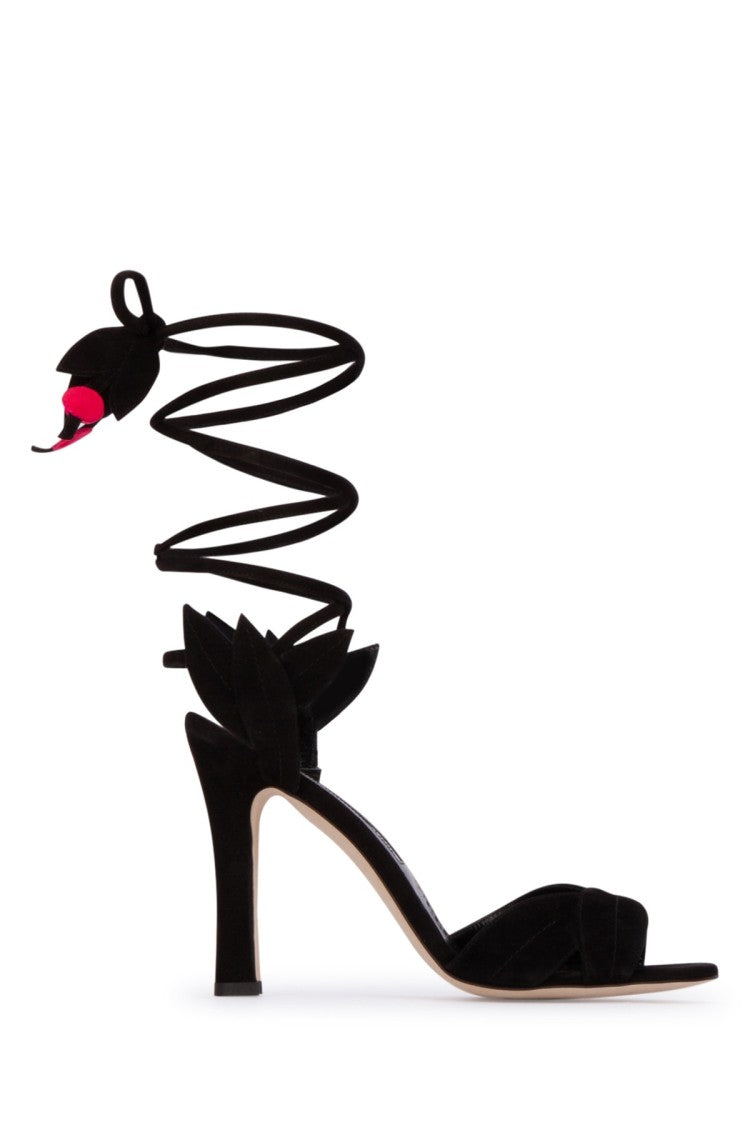 Manolo Blahnik High-Heeled Sandals With Spiral Ankle Strap