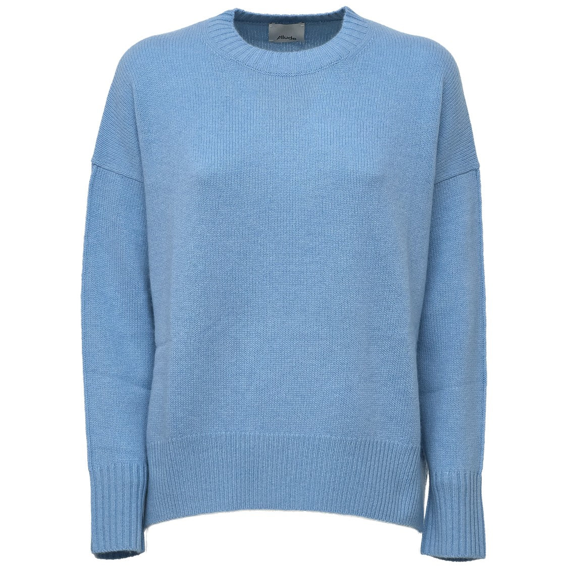 Allude 3-Ply Ribbed Slit Cashmere Crewneck Sweater