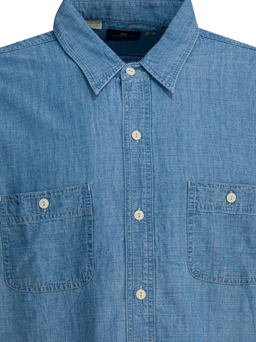 Levi's Structured Blue Denim Shirt With French Collar