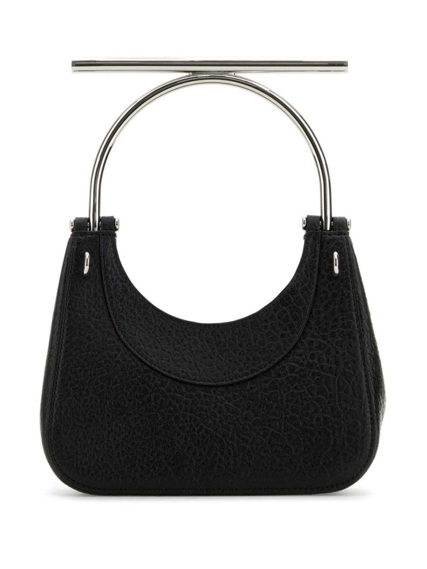 Alexander Mcqueen Mini T-Bar Bag In Textured Black Lambskin