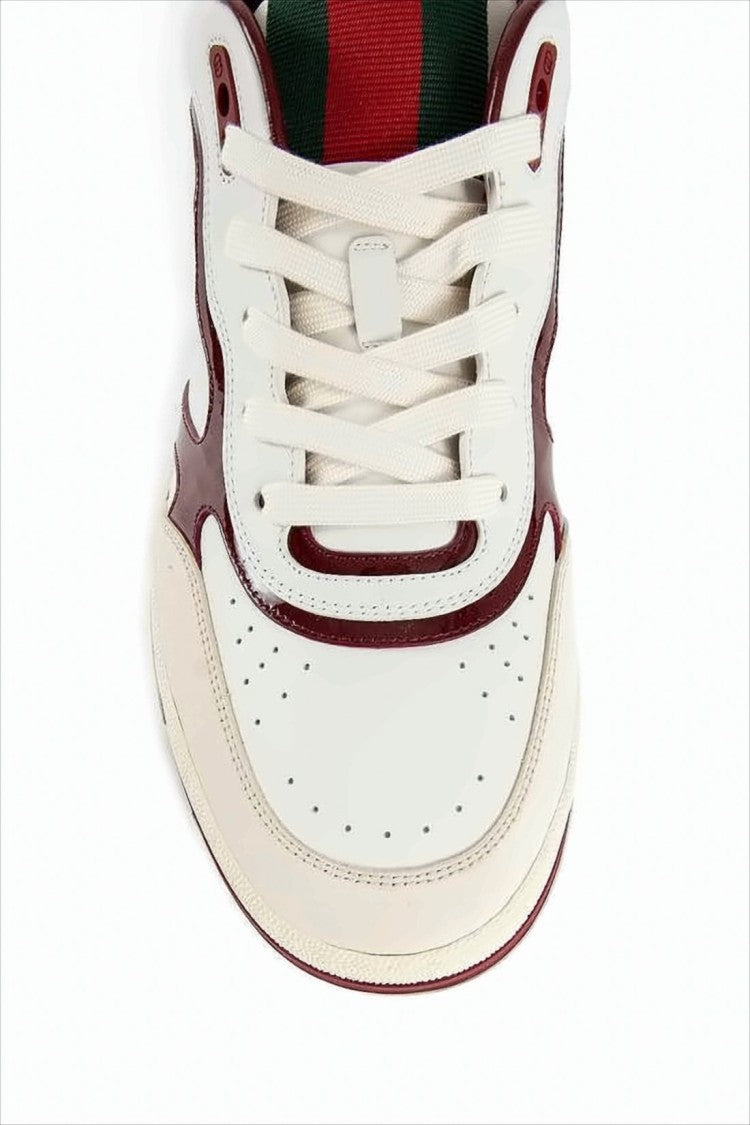 Gucci Low-Top Sneakers With Burgundy Patent Overlays
