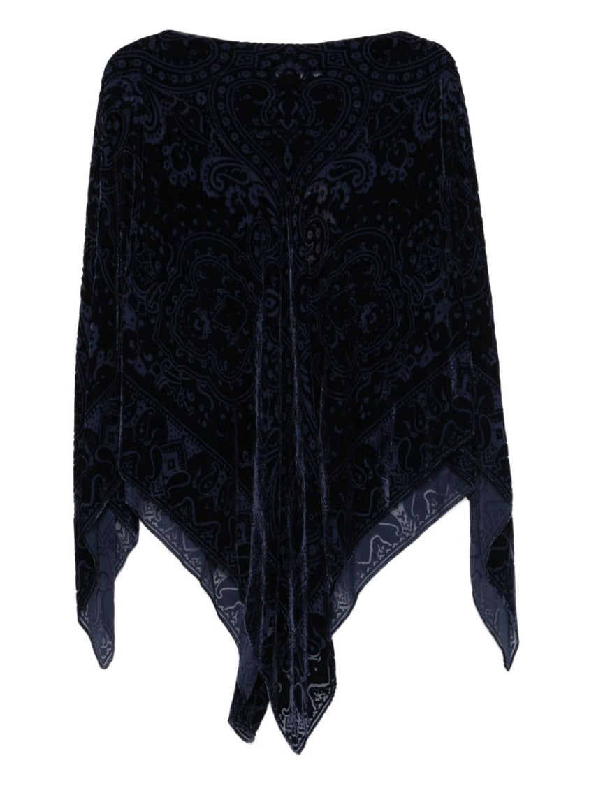 Etro Asymmetrical Hem Silk-Viscose Poncho