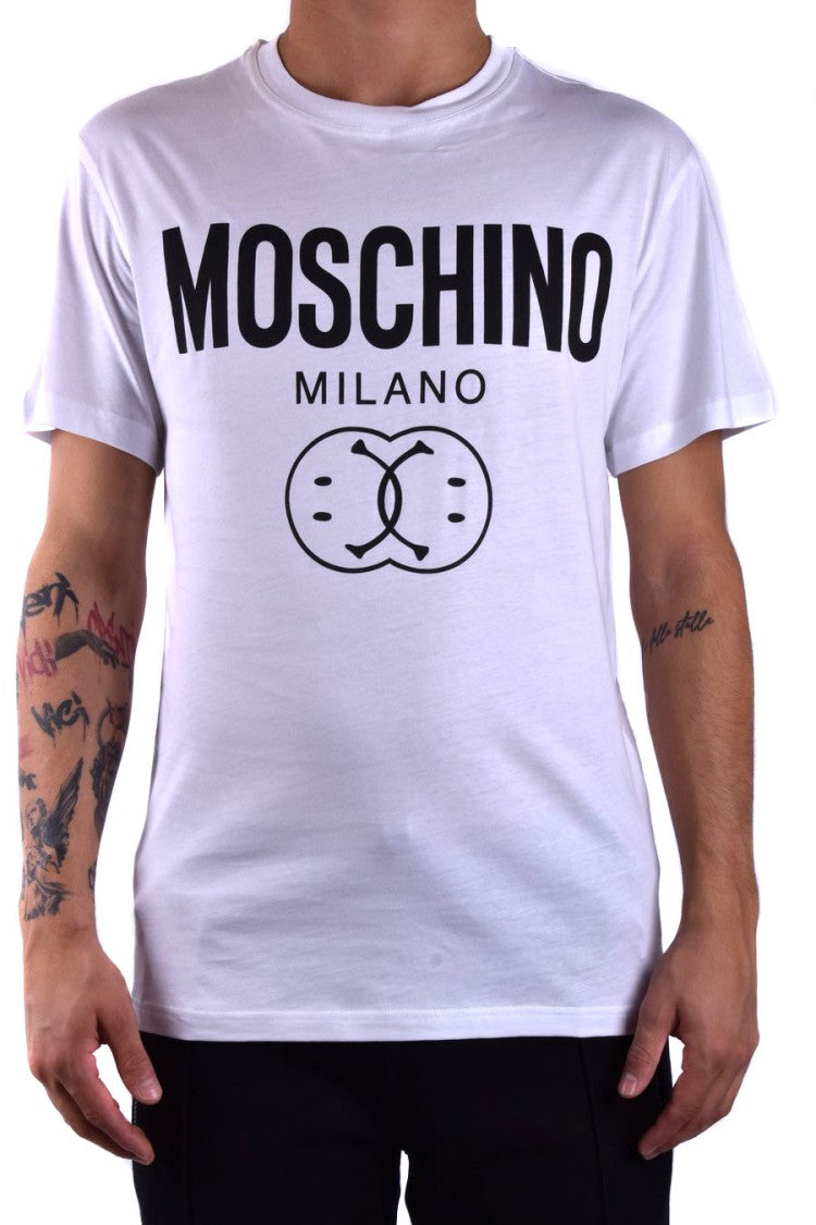 Moschino Classic White Cotton T-Shirt With Graphic Logo