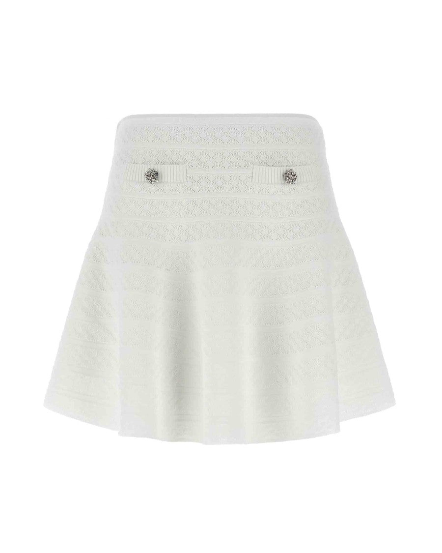Self-Portrait White Pointelle Skirt