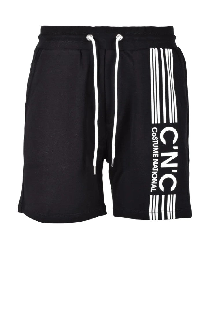 Costume National Black Graphic Cotton Shorts