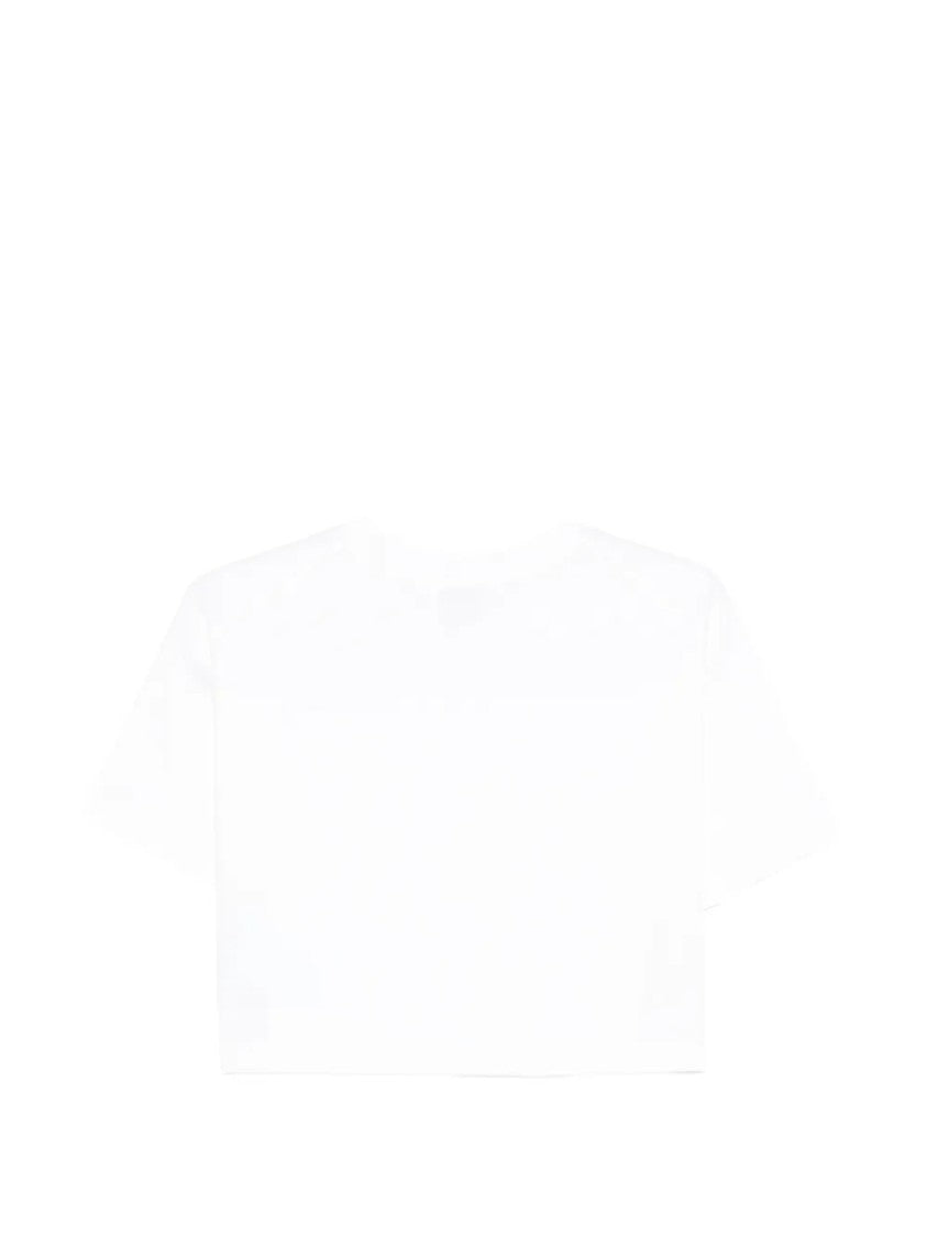 Moschino Cropped White T-Shirt With Playful Graphic Accents
