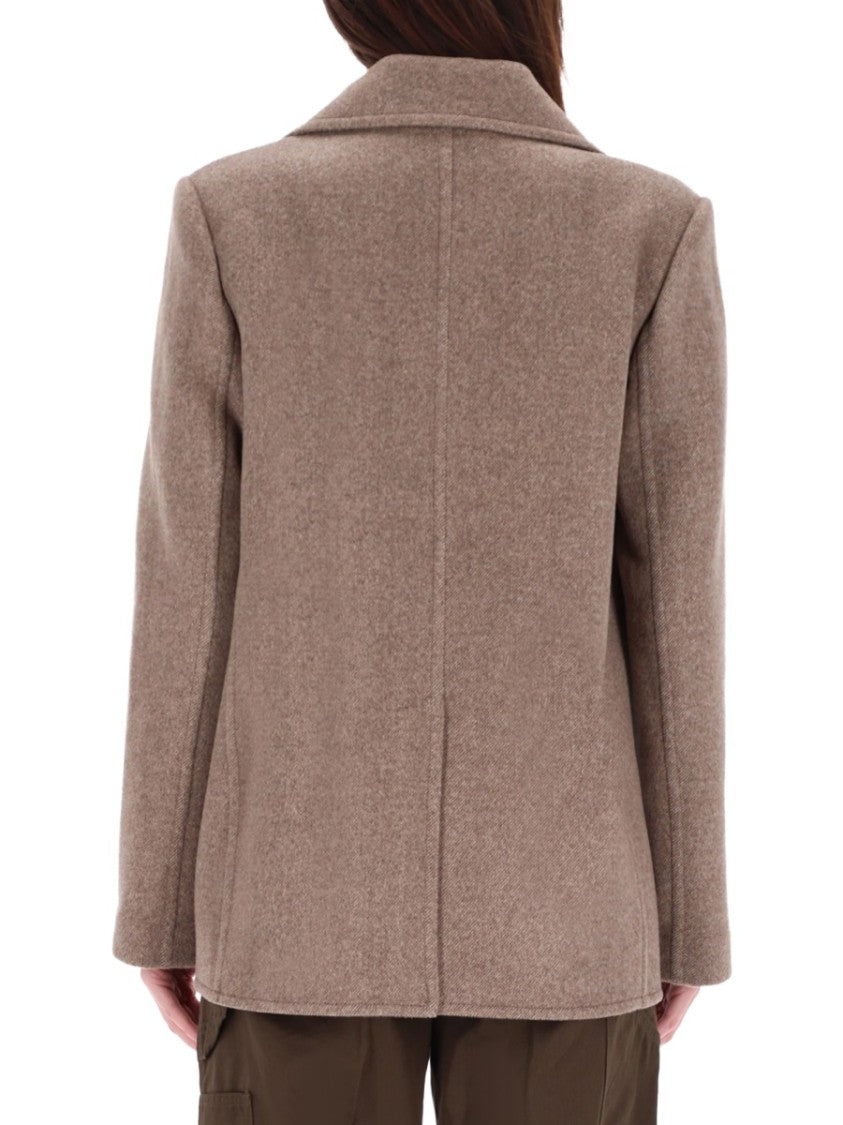 Tory Burch Double-Breasted Wool Blend Coat