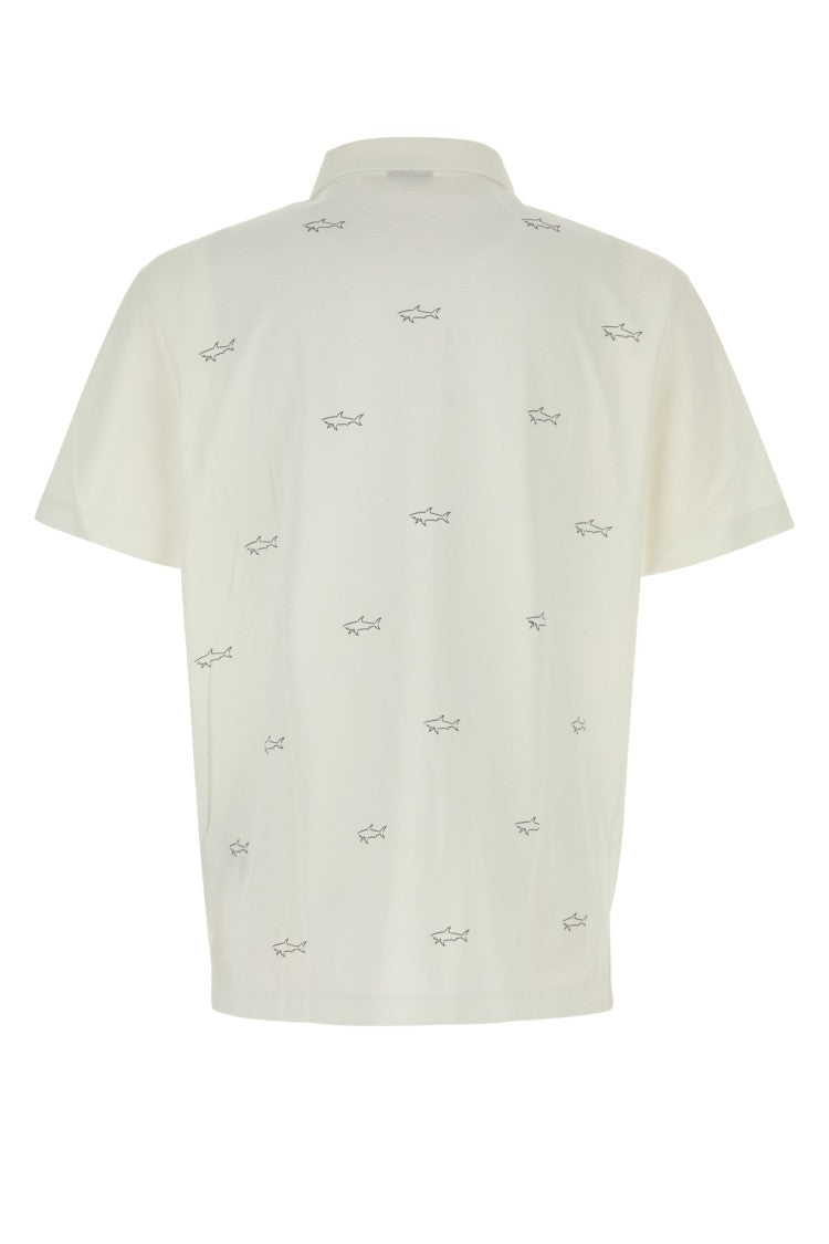 Paul & Shark Classic Shark Print Polo With Traditional Collar