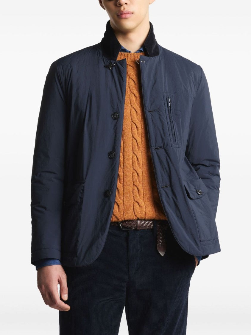 Fay Contemporary Blue Coat With High Collar