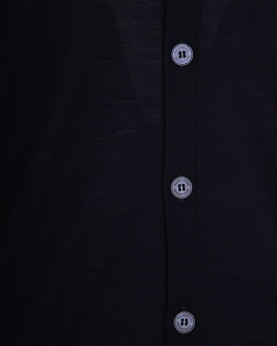 Ballantyne Navy Blue Wool Cardigan