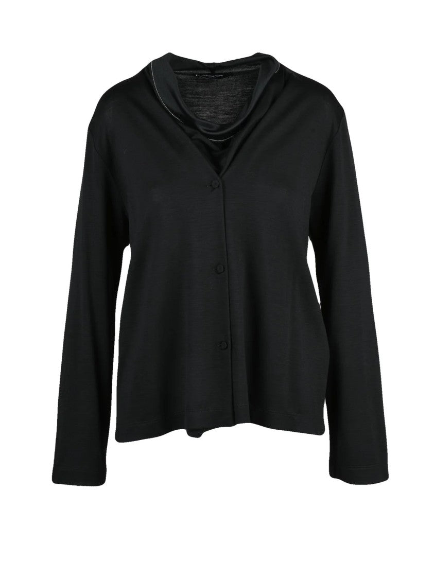 Fabiana Filippi Black Viscose-Blend Knit Blouse