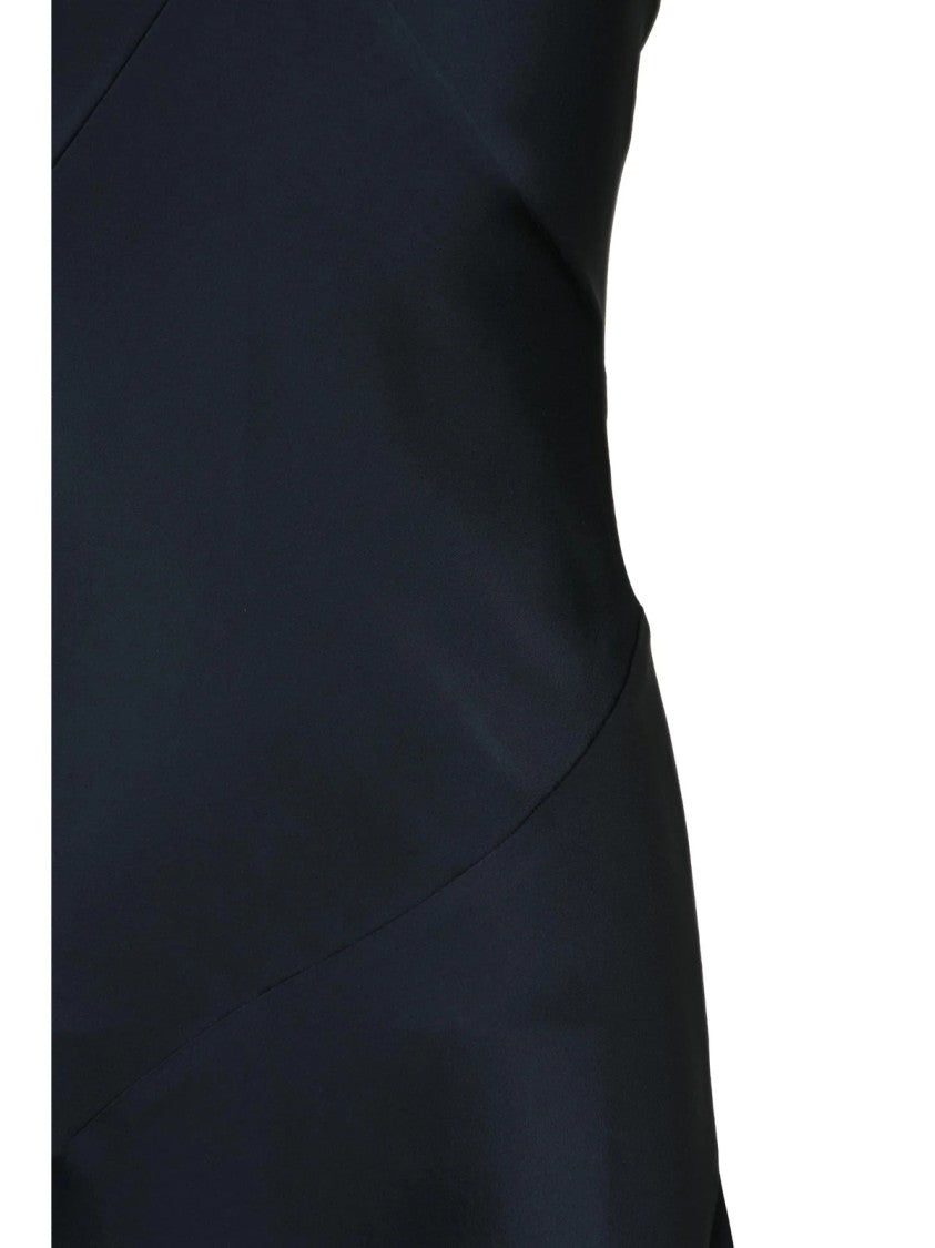 Max Mara Flared Satin Midi Dress With Deep V-Neckline