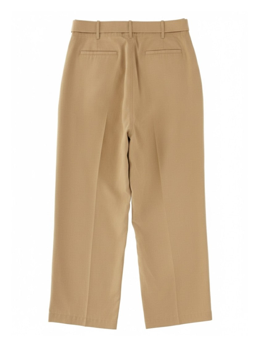 Paul Smith Neutrals High Waist Belted Lyocell-Linen Wide-Leg Pants