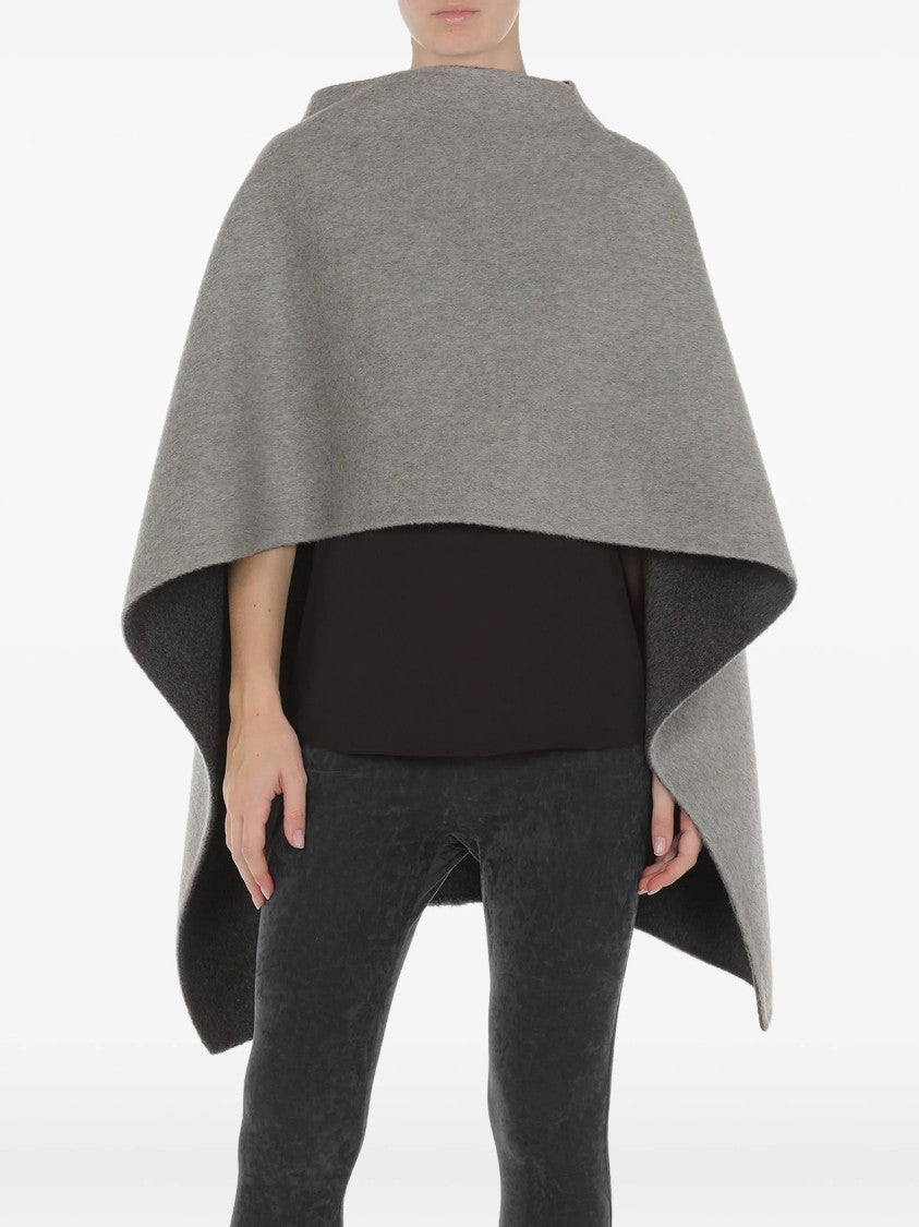 Alberta Ferretti Two-Tone Wool Cape With Structured Neckline