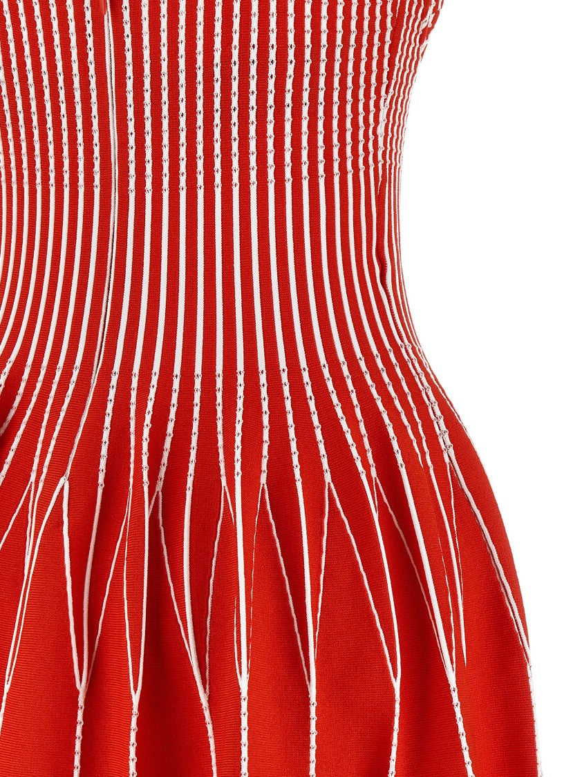 Elisabetta Franchi Two-Tone Knit Mini Dress With Perforated Fabric
