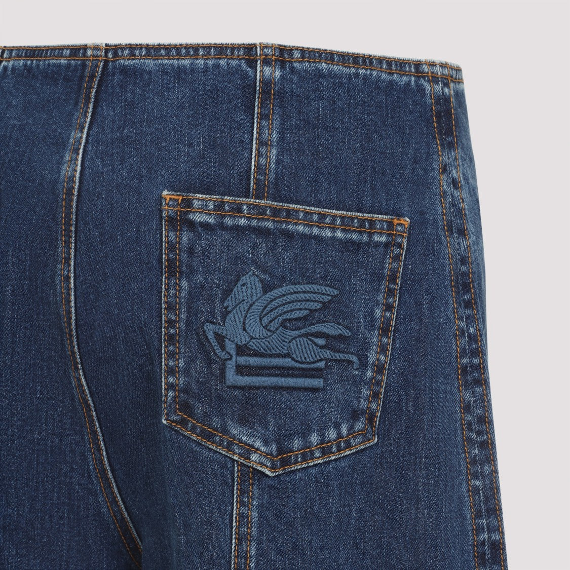 Etro Blue Melange Cotton Denim Jeans