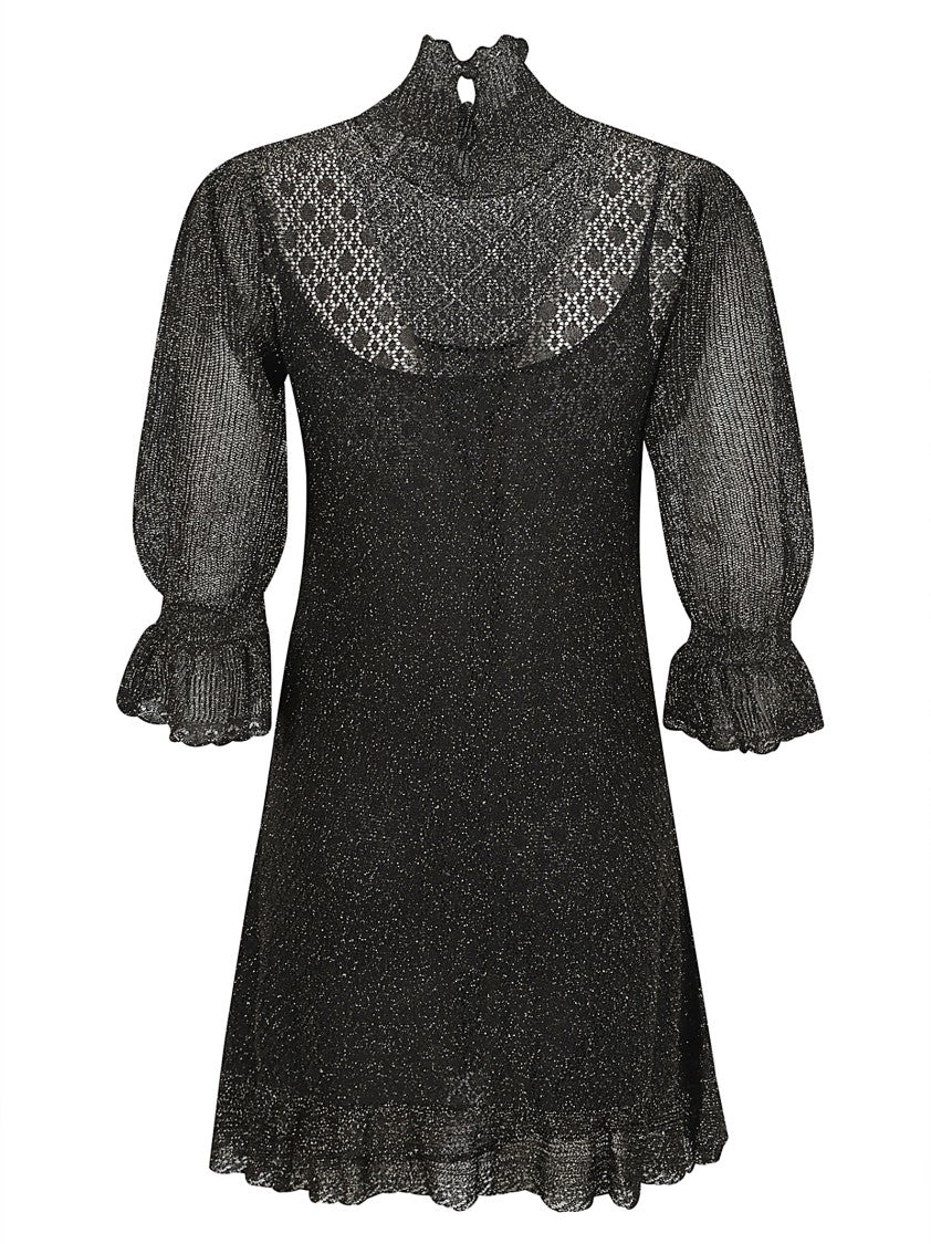 Chloé High-Neck Mini Dress With Ruffled Hem