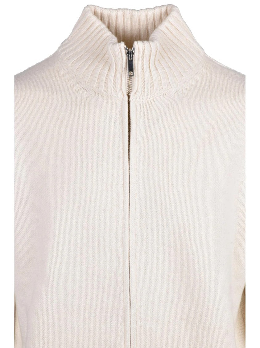 Daniele Fiesoli Beige Merino Wool Zip Cardigan