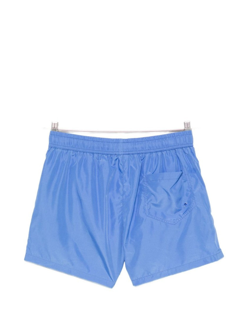 Moschino Blue Logo Print Elasticated Swim Shorts