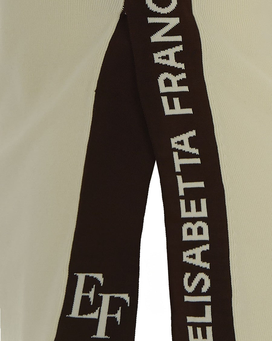 Elisabetta Franchi Milk/Coffee Viscose Sweater With Glossy Bands