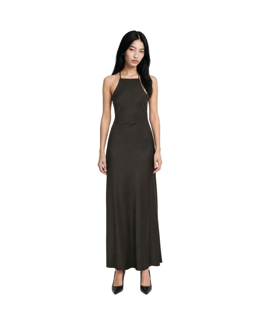 Patrizia Pepe Halter Satin Maxi Dress
