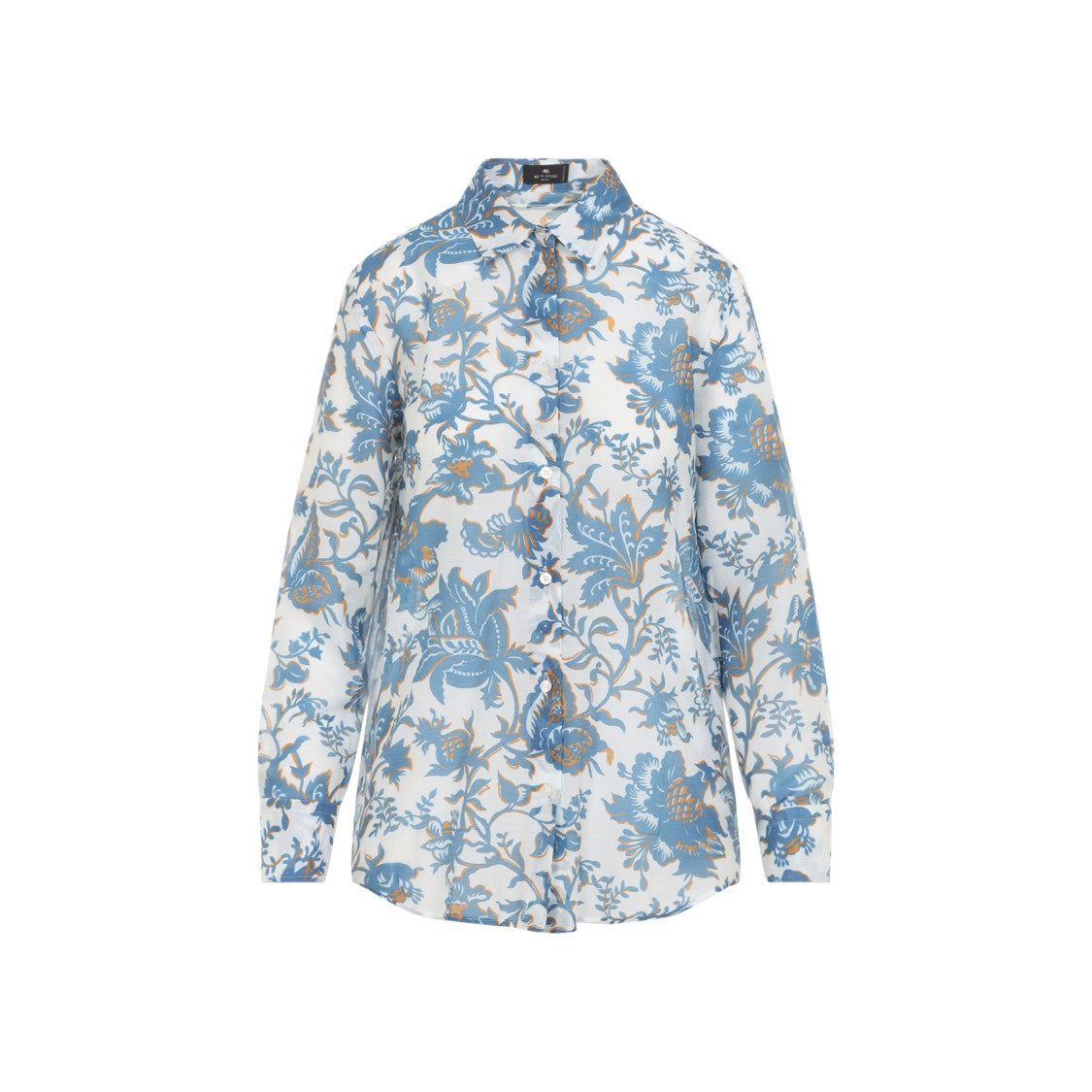 Etro Regular Blue Cotton And Silk Shirt