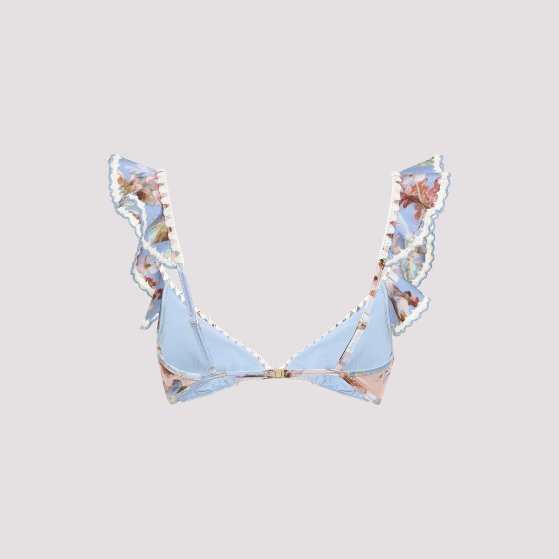 Zimmermann Spliced Print Awaken Crochet Tri Bikini Top