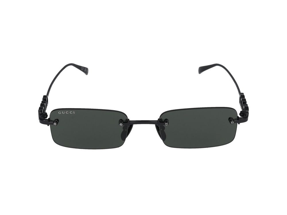 Gucci Black Interlocking Logo Rimless Rectangular Sunglasses