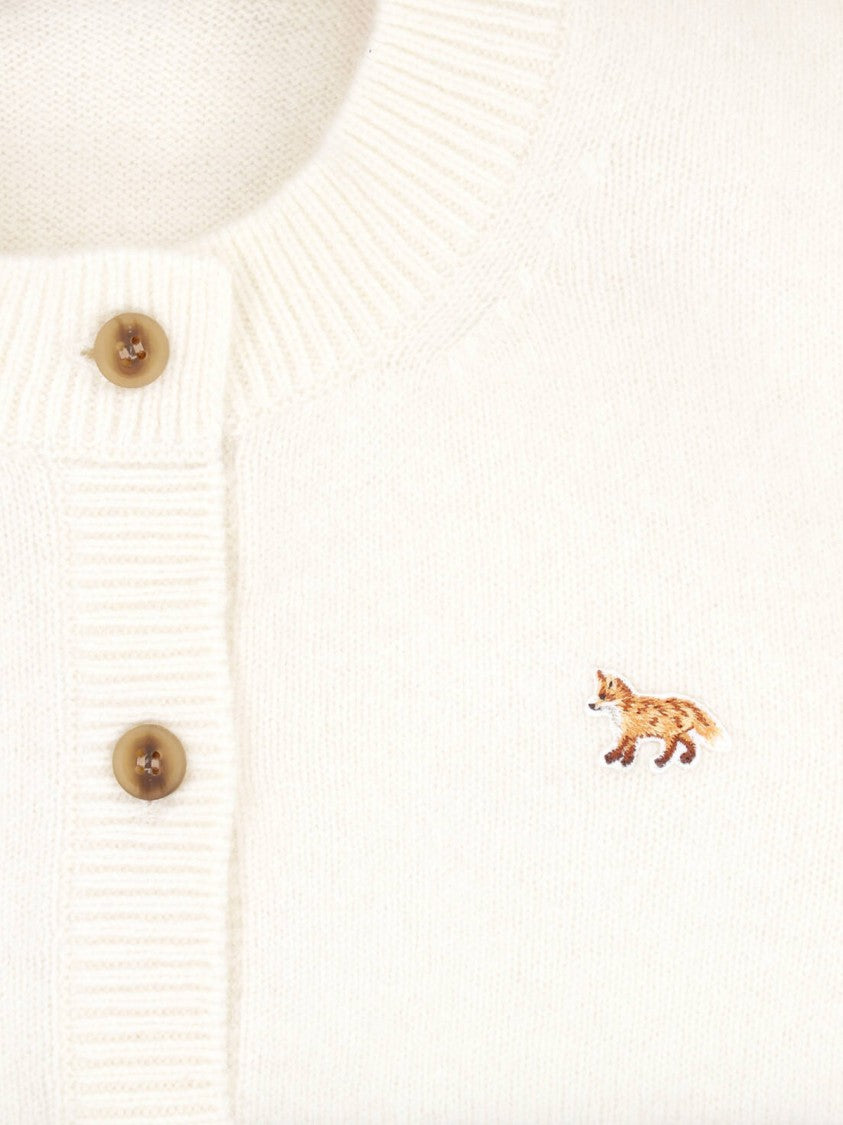 Maison Kitsuné Cropped Long-Sleeved Cardigan Sweater