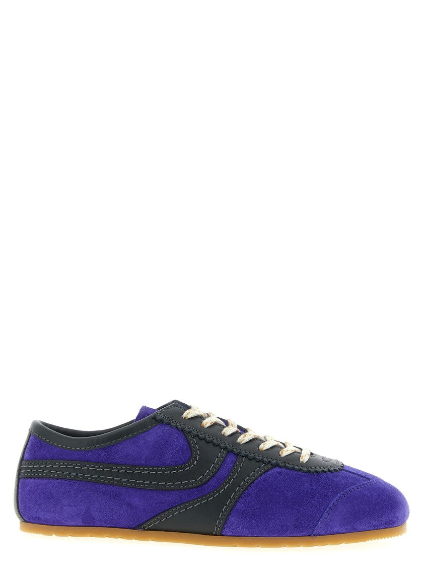 Dries Van Noten Suede Sneakers With Scalloped Edges And Leather Details