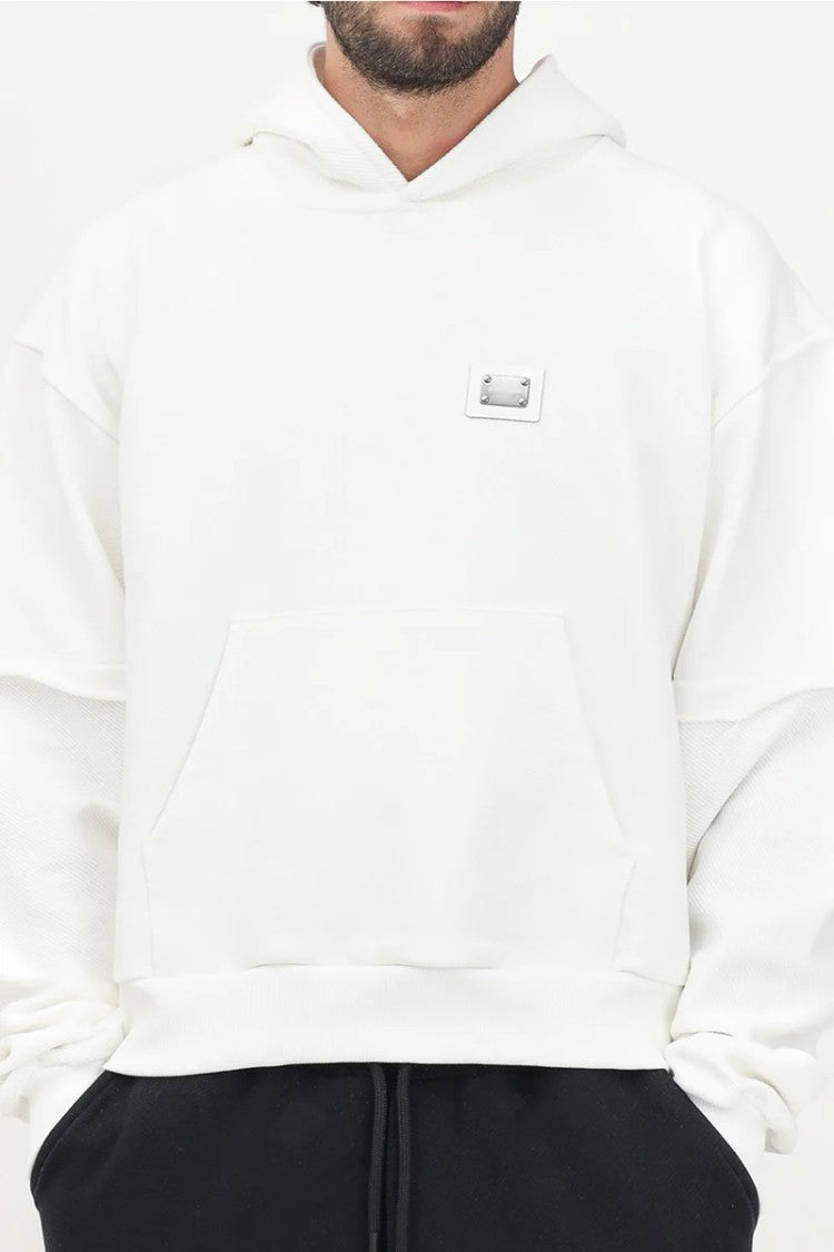 D. Rodriguez White Minimalist Cotton Hoodie