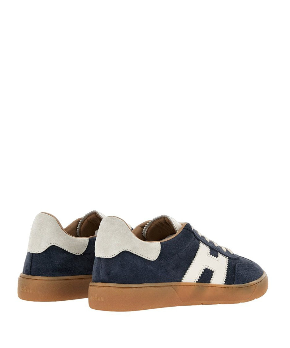 Hogan Navy Suede Sneakers With Contrasting Logo