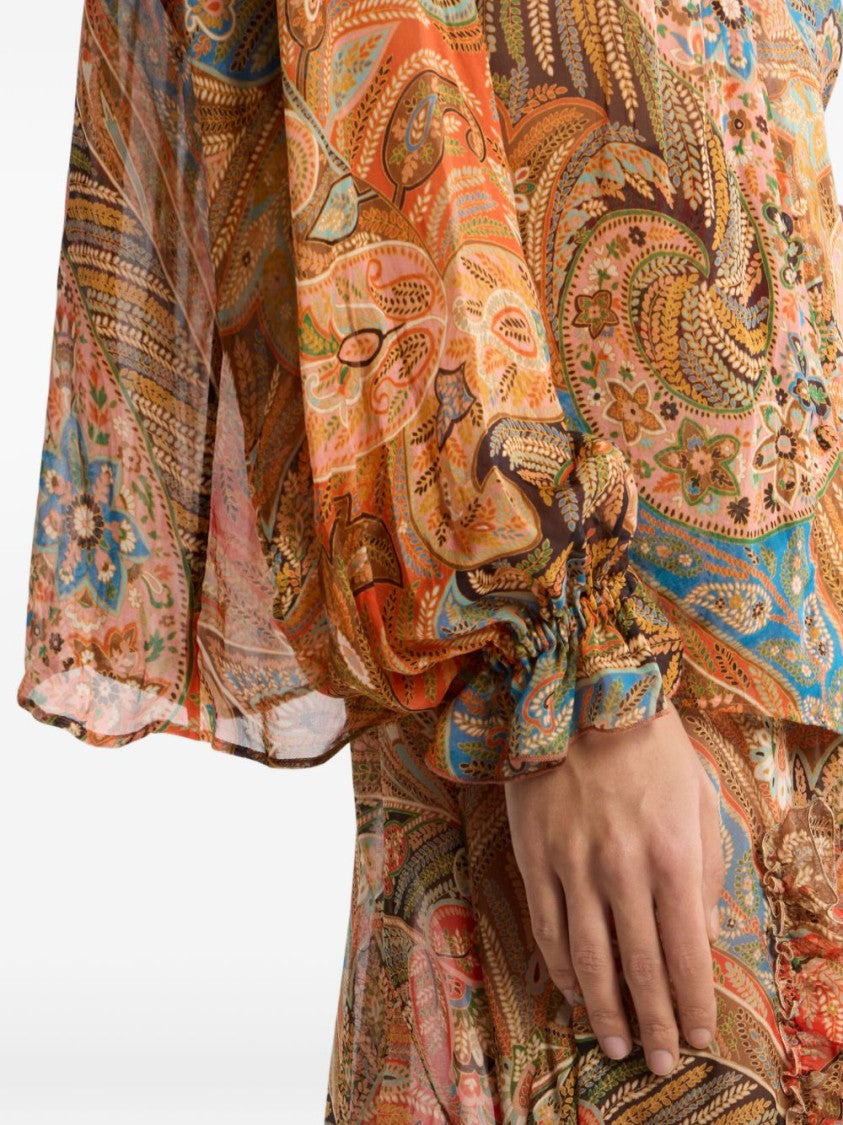 Etro Paisley Print Shirt With Ruffled Collar