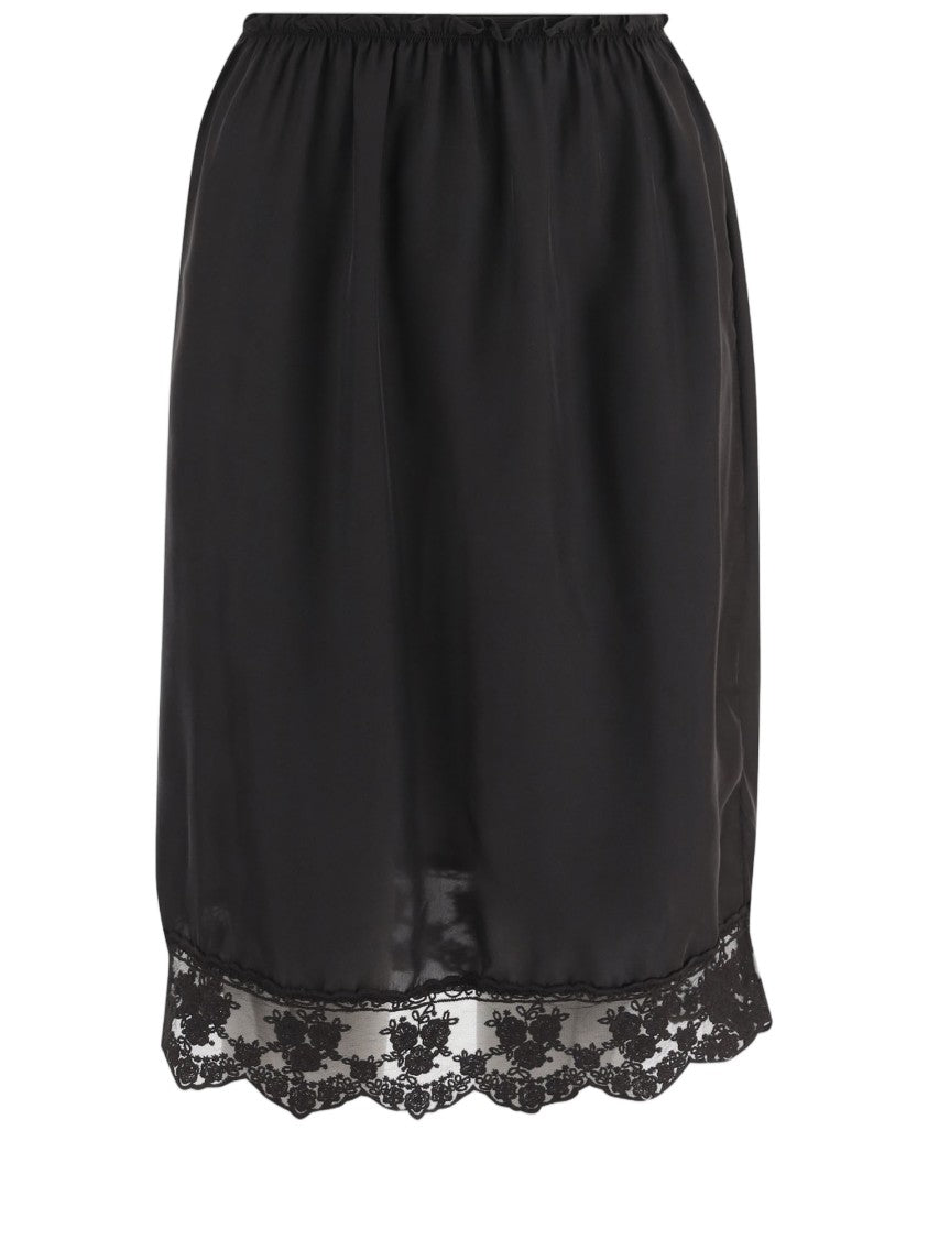 The Garment Silk Skirt With Lace Hem Detail And Elastic Waistband