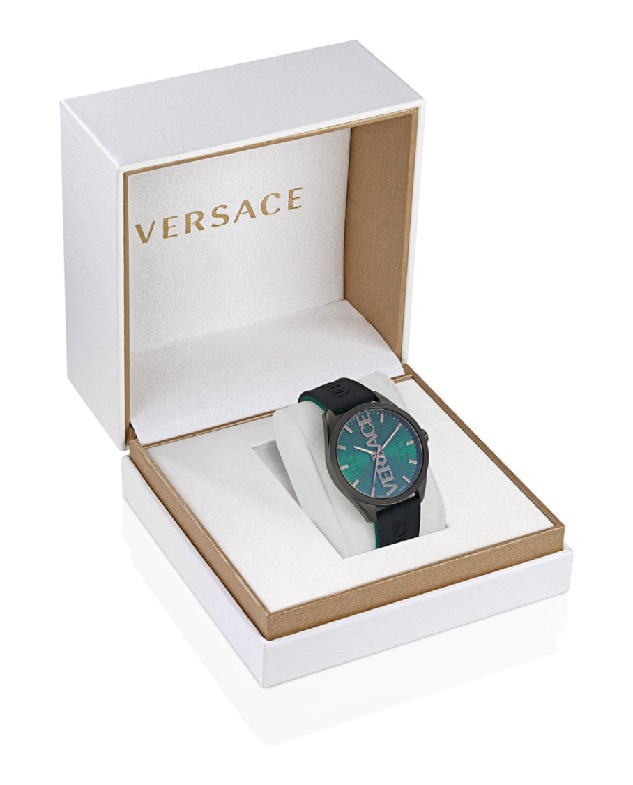 Versace V-Vertical Gunmetal Watch With Green Sunray Dial