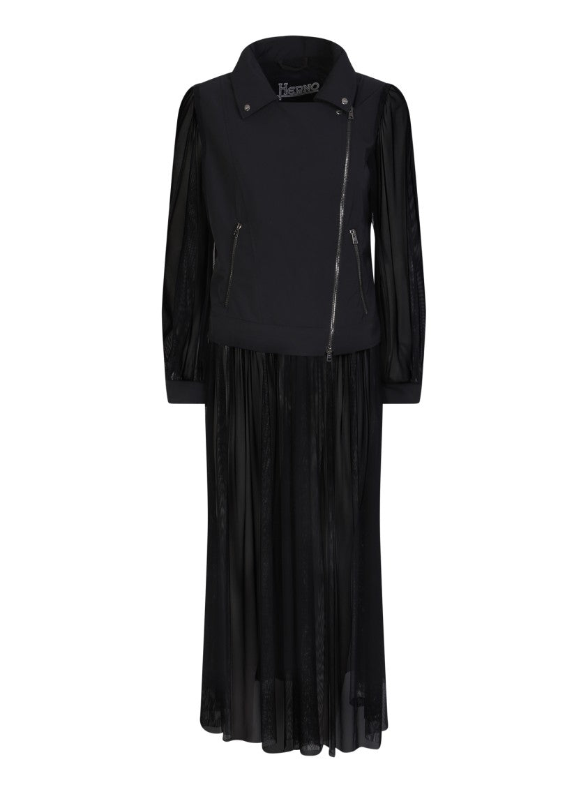 Herno Black Nylon Fabric And Tulle Coats
