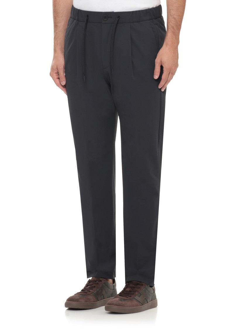 Herno Blue Tailored Drawstring Straight-Leg Pants