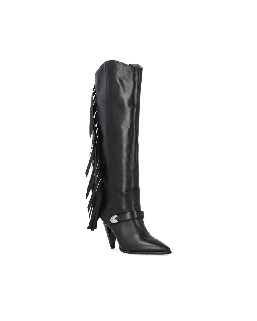 Pinko Black Nappa Leather Vane 03 Boots