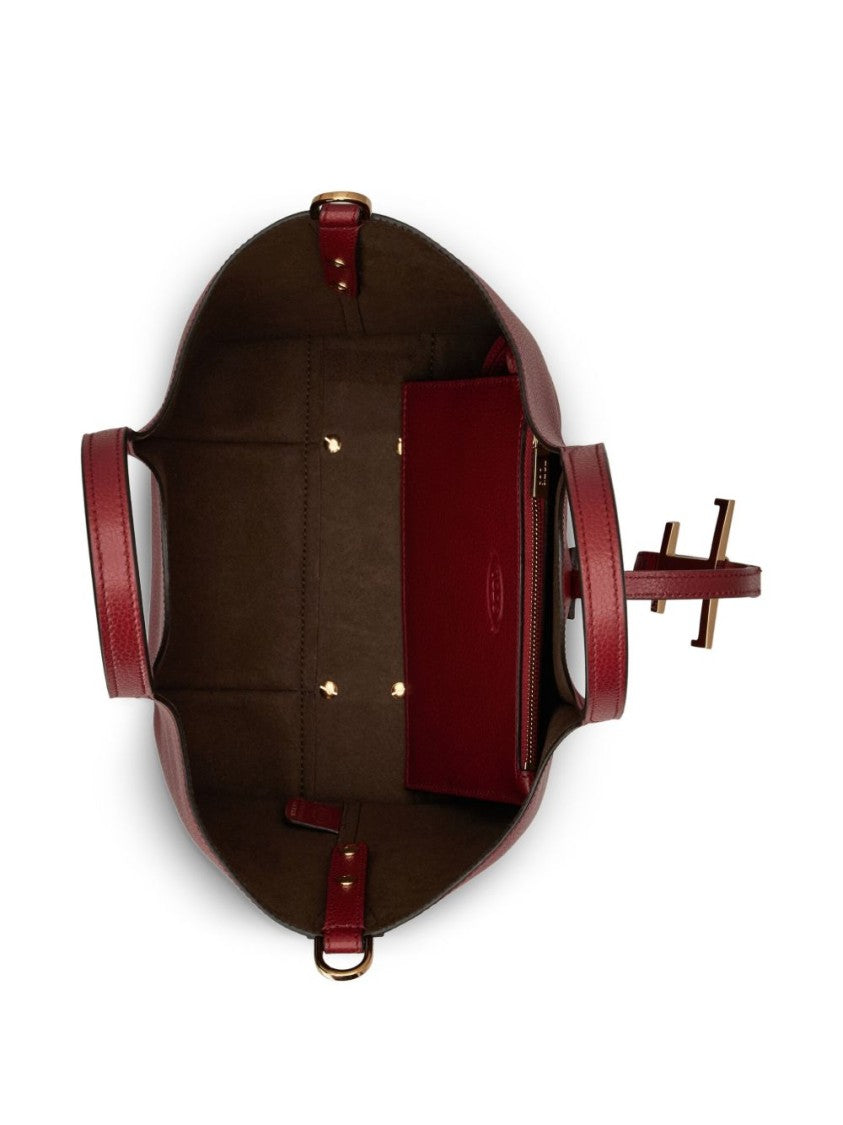 Tod's Textured Calfskin Red Shopper Bag