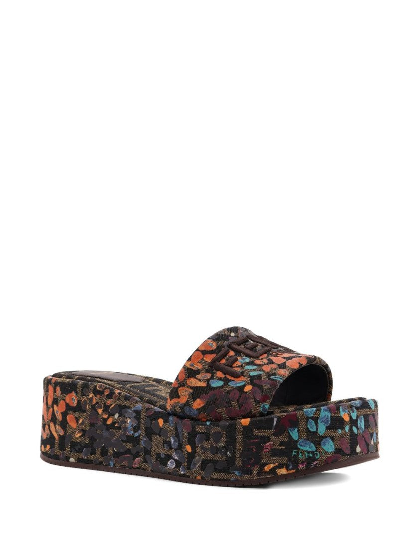 Fendi Artistic Slip-On Platform Sandals