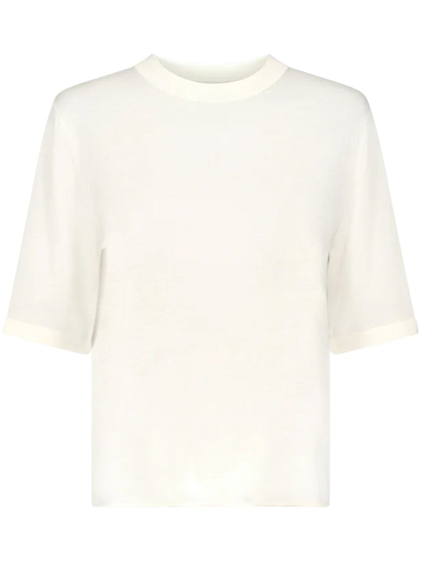 Loulou De Saison Cropped Short-Sleeved Cashmere Top With Round Neckline