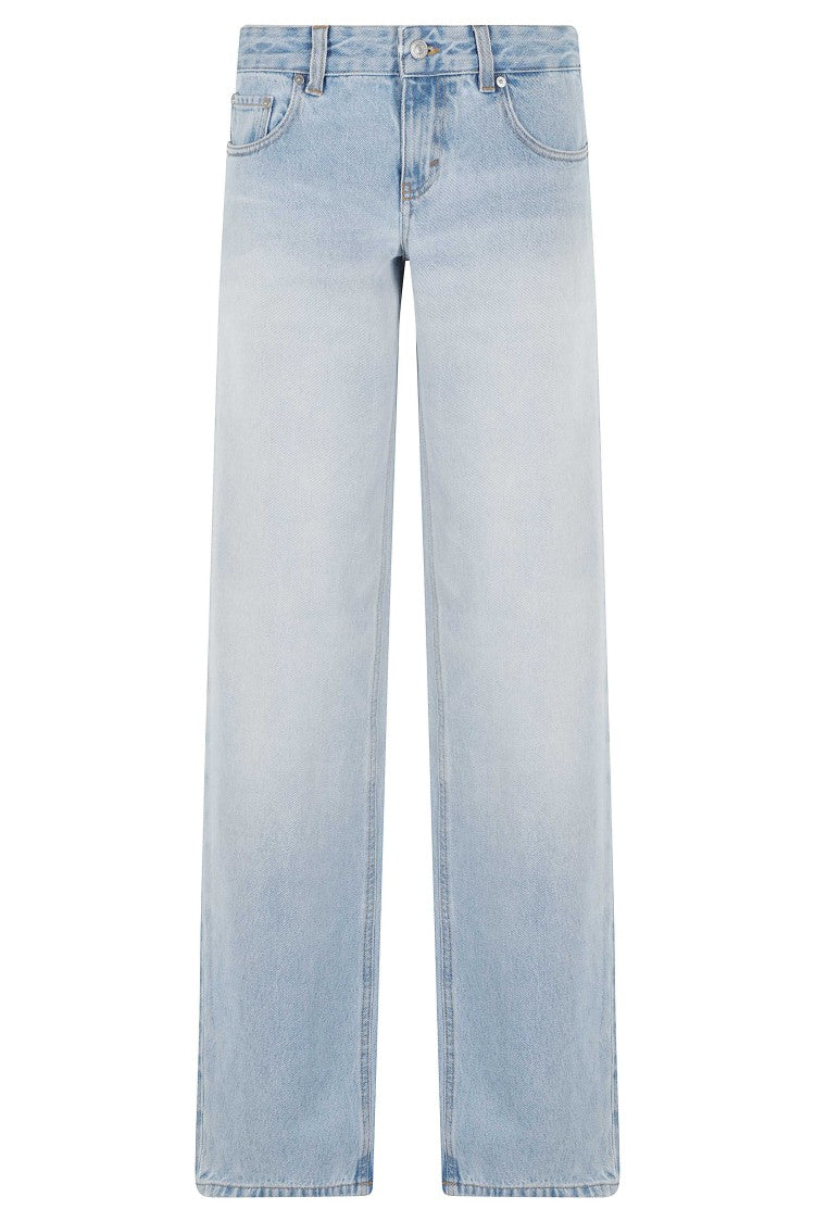 Victoria Beckham Light Blue Harper Five-Pocket Straight Cotton Jeans
