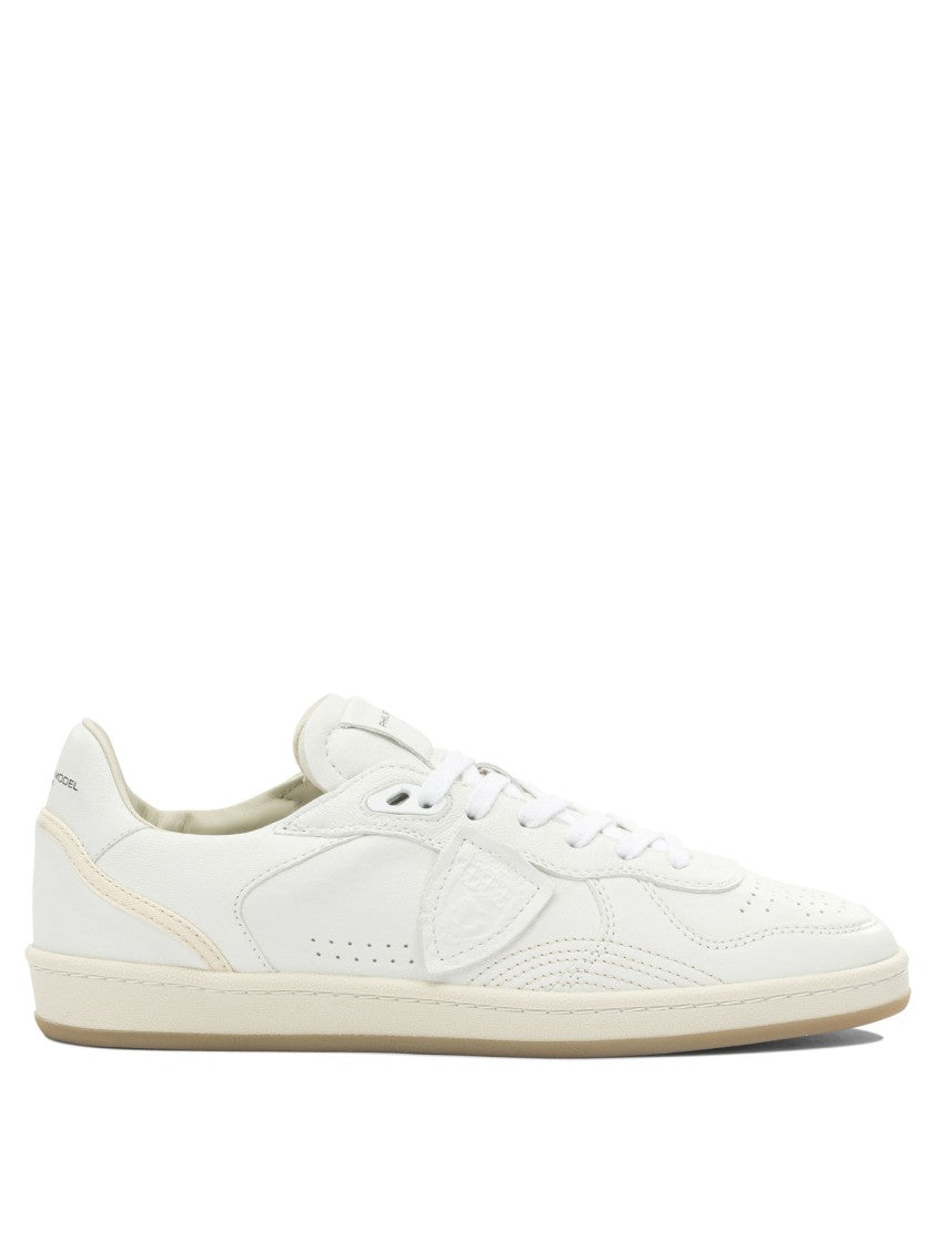 Philippe Model Paris White Leather Sneakers With Herringbone Sole
