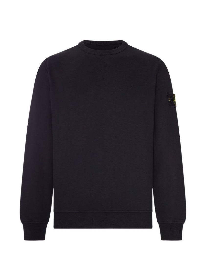 Stone Island Minimalist Black Sweater With Classic Crew Neckline
