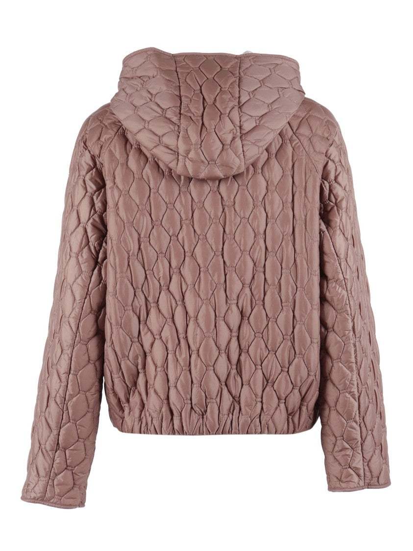 Duno Geometric Quilted Hooded Down Jacket