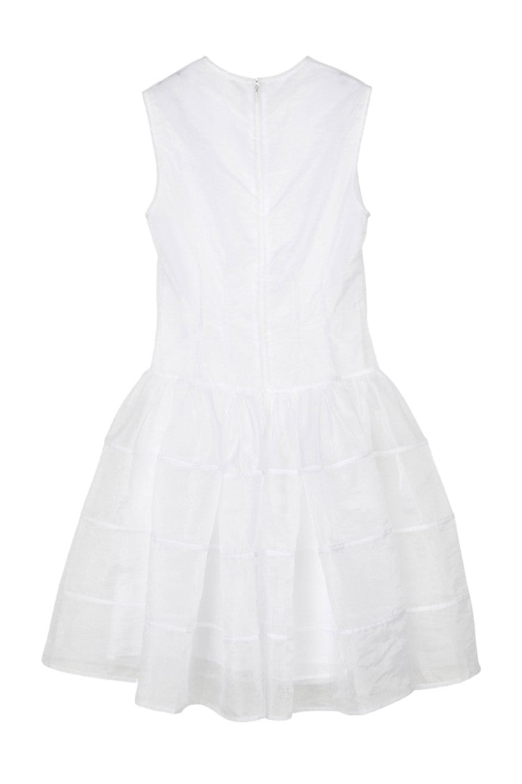 Cecilie Bahnsen Short Sleeveless Dress In Quilted Fabric With Bow Closure