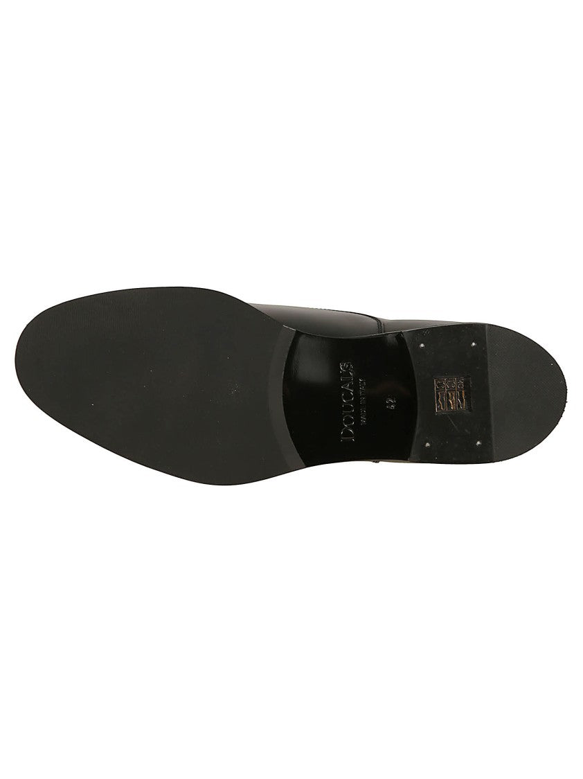 Doucal's Black Calf Leather Cap Toe Brogues